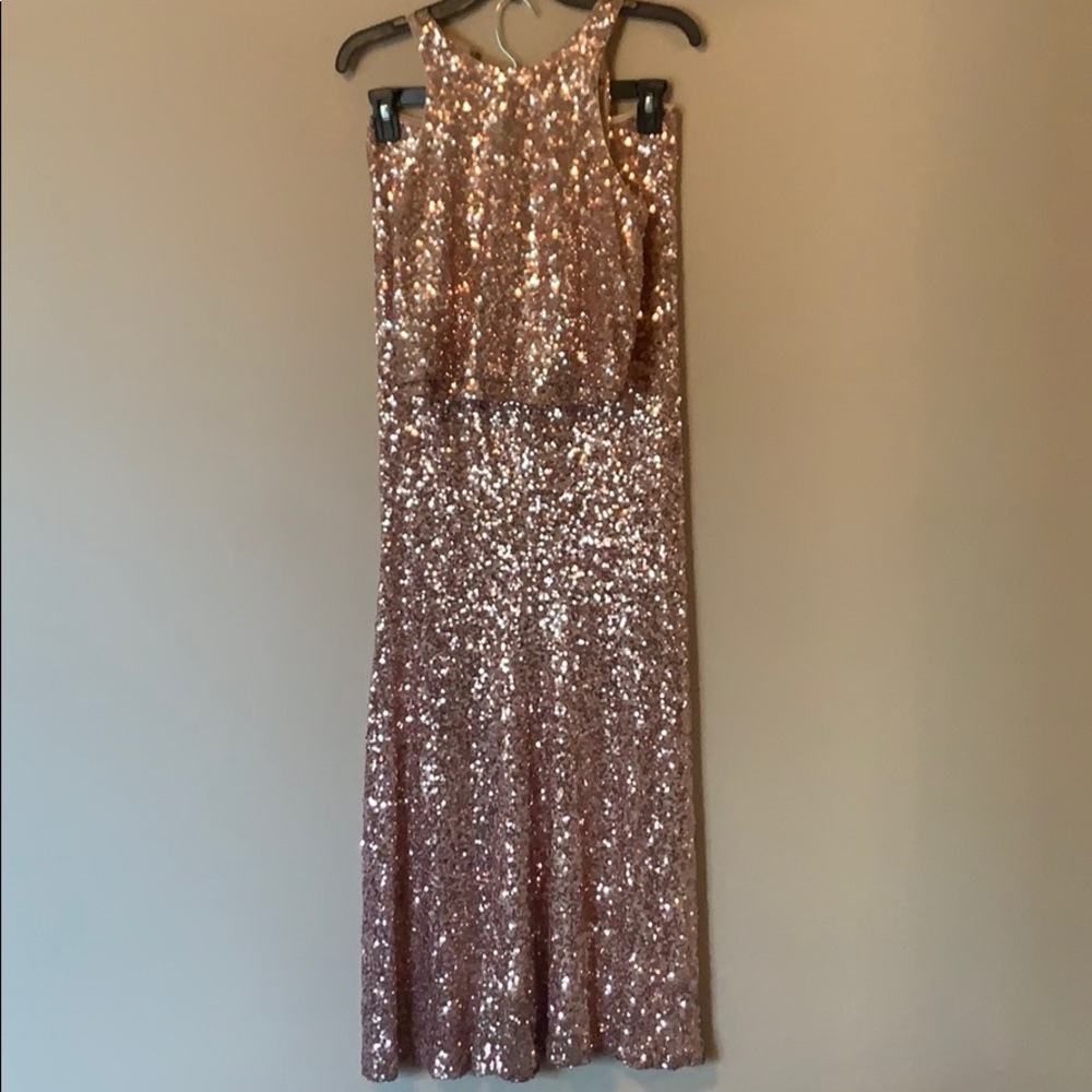 Gold sequin two piece dress